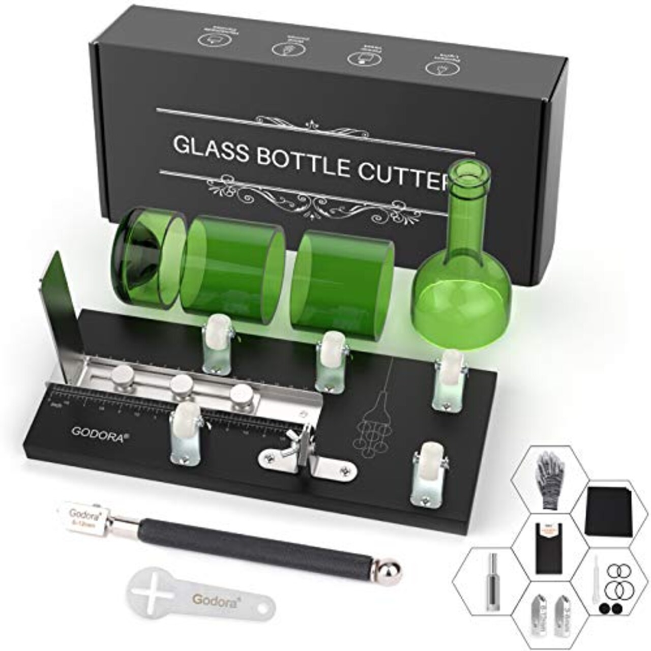Glass Bottle Cutter, Upgraded Glass Cutter for Bottles & Glass Cutter  Bundle - DIY Machine for Cutting Wine, Beer or Soda Round Bottles & Mason  Jars, Perfect Score Bottle Cutter